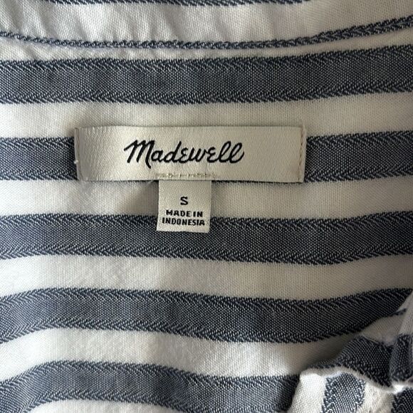 Madewell Daily Shirt In Stripe Short Sleeve Button Front Blue White Size Small - Picture 9 of 10